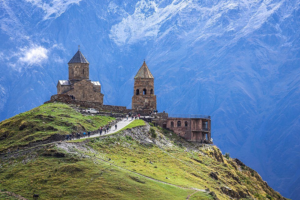Gergeti Trinity Church below Mount Kazbek, Georgia